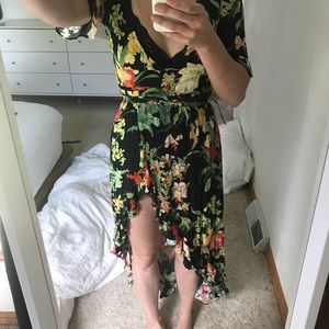 Size S - Zara black floral print wrap dress; H/L